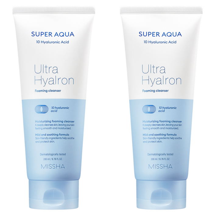 [2입기획] 미샤 수퍼 아쿠아 울트라 히알론 클렌징 폼, 200ml, 2개