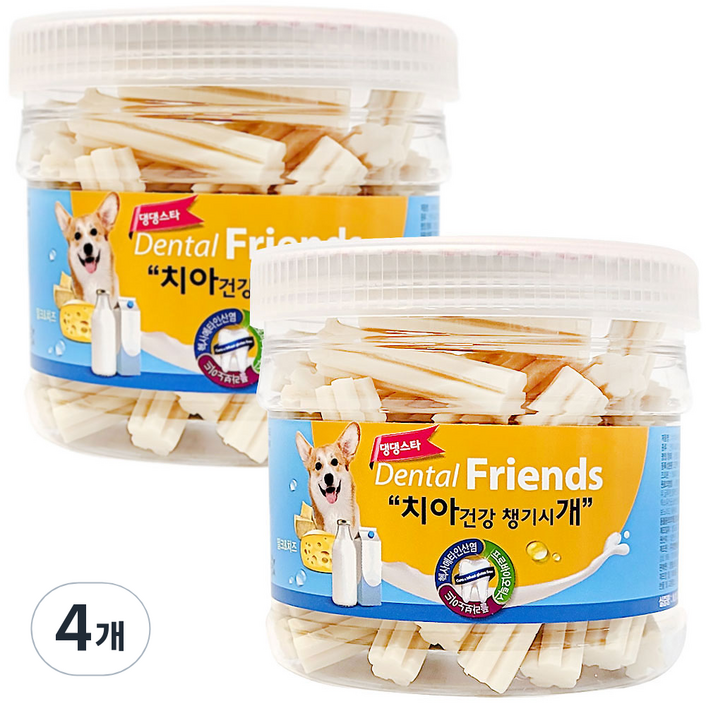 댕댕스타 강아지 덴탈프랜즈 간식, 혼합맛밀크치즈, 300g, 4개
