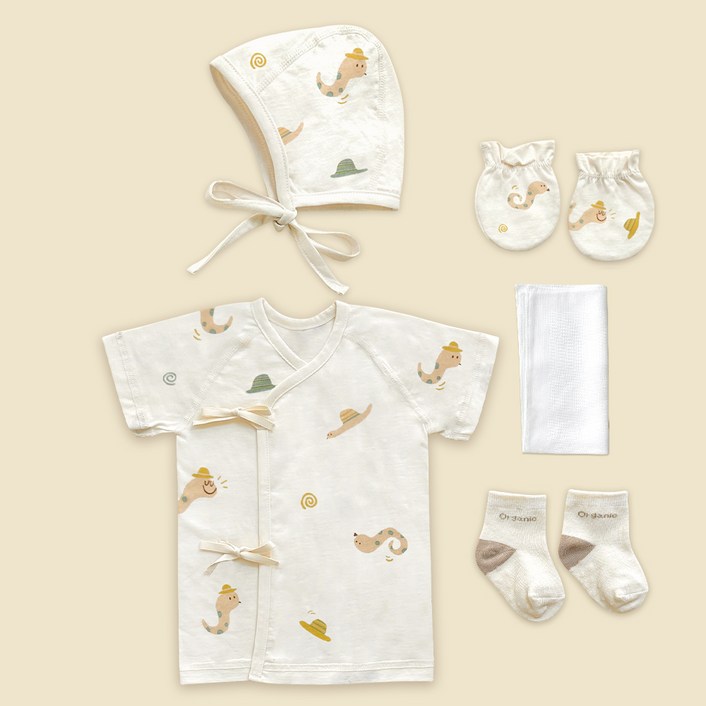 이키 아동용 오가닉 배냇저고리 5종 세트 반소매