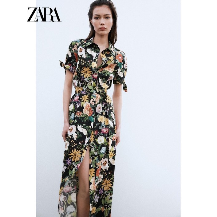 ZARA 자라 여성 레트로 롱 플로럴 원피스 꽃무늬 미디 드레스 2025신상 2944216