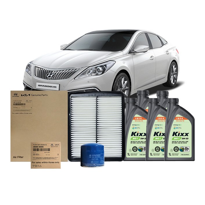그랜저 HG 2.4 하이브리드 14년6월이후 Kixx Bio 킥스 바이오 5w30 엔진오일세트 3종
