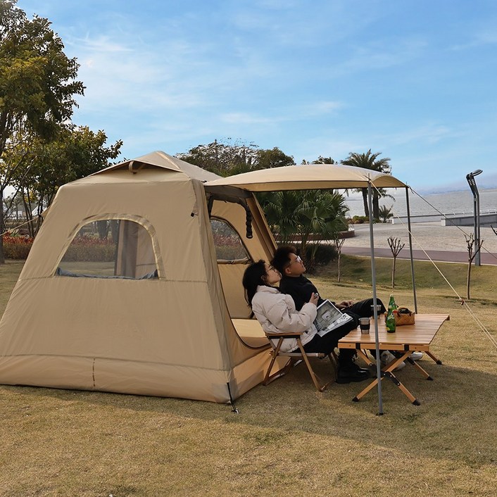 탑 랜더 에어텐트 3 4인용 기주입식글램핑텐트 원터치텐트 감성 캠핑가족텐트, 카키, 34