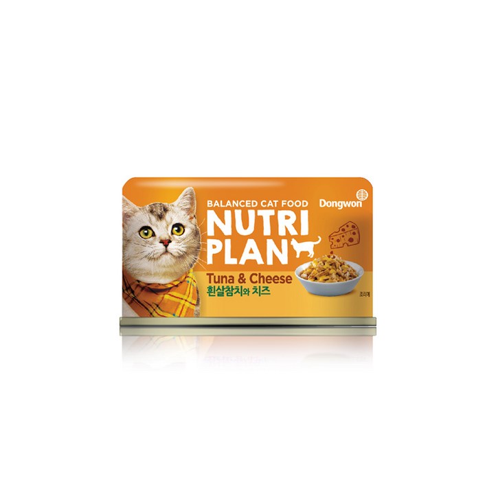 뉴트리플랜 고양이캔 160 g, 흰살참치 + 치즈 혼합맛, 48개