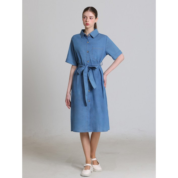 쉬즈미스 오조크OZOC  벨티드 데님 셔츠 원피스 택가격 62000원