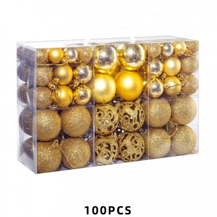 set 마이리틀원 100pcs 크리스마스 트리장식 오너먼트 볼 레드, 골드, 1개, 골드 100pcs