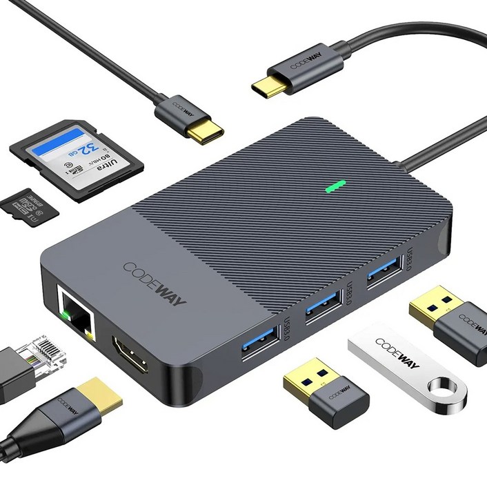 코드웨이 USB C타입 노트북 멀티허브, 그레이, 1개 코드웨이 USB C타입 노트북 멀티허브, 그레이, 1개