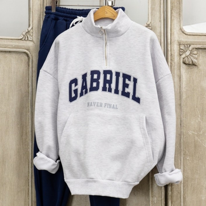 브릴 반집업 기모 루즈핏 맨투맨 겨울 아노락