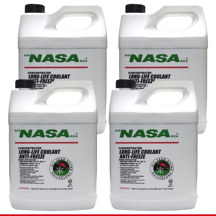 KS정품 NASA 나사 장수명 부동액 냉각수 원액 3L x 4개 1박스 레드 적색 5년10만km