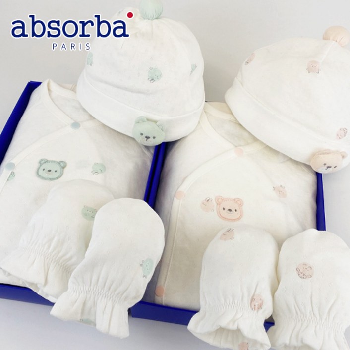 압소바 배내 가운 저고리 손싸개 신생모 3종 선물세트 남여 겨울 출산