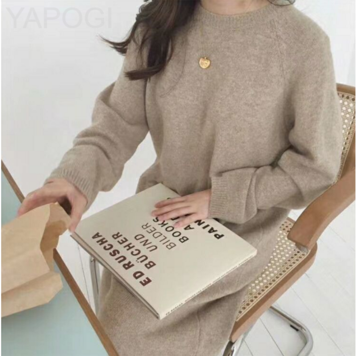 100 캐시미어 울 롱 니트 원피스 따뜻한 오버핏 루즈핏원피스 4color