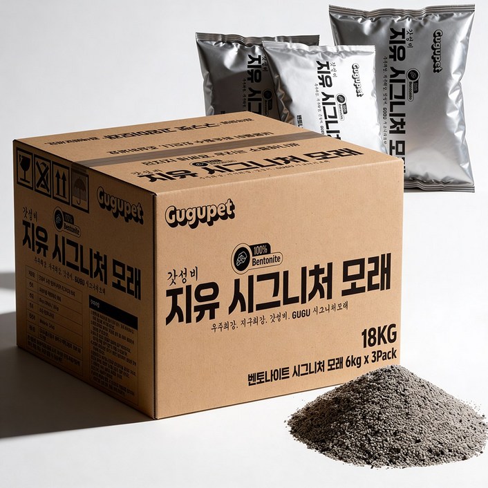 구구펫 시그니처 벤토나이트 고양이 모래 대용량, 무향, 3개, 6kg