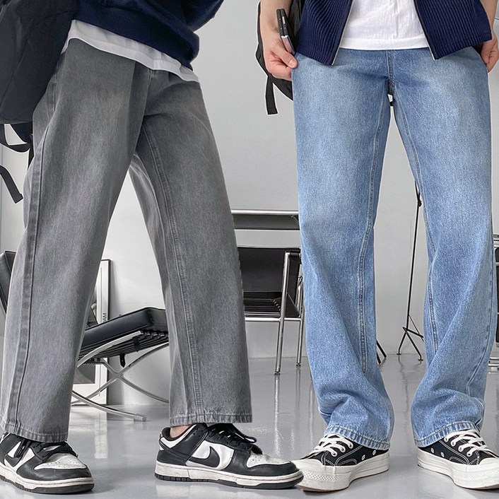 데일리 S-3XL 롱/기본/숏 기장선택 가능 크래커 미니멀 세미 와이드 팬츠 청바지