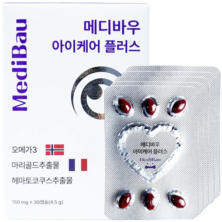메디바우 아이케어 플러스 강아지 눈영양제 오메가3 루테인 백내장