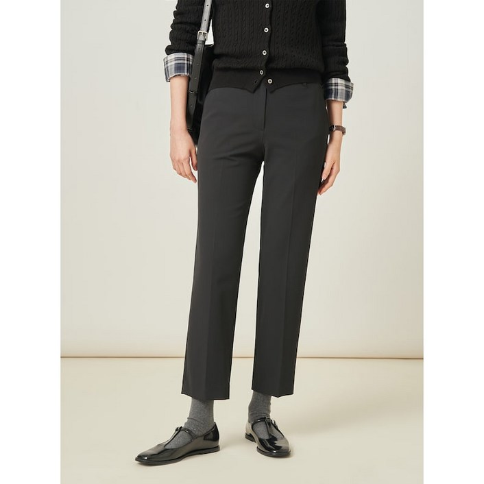 정품 빈폴 레이디스 여성 바지 9부 스트레이트 치노 팬츠 블랙 슬랙스