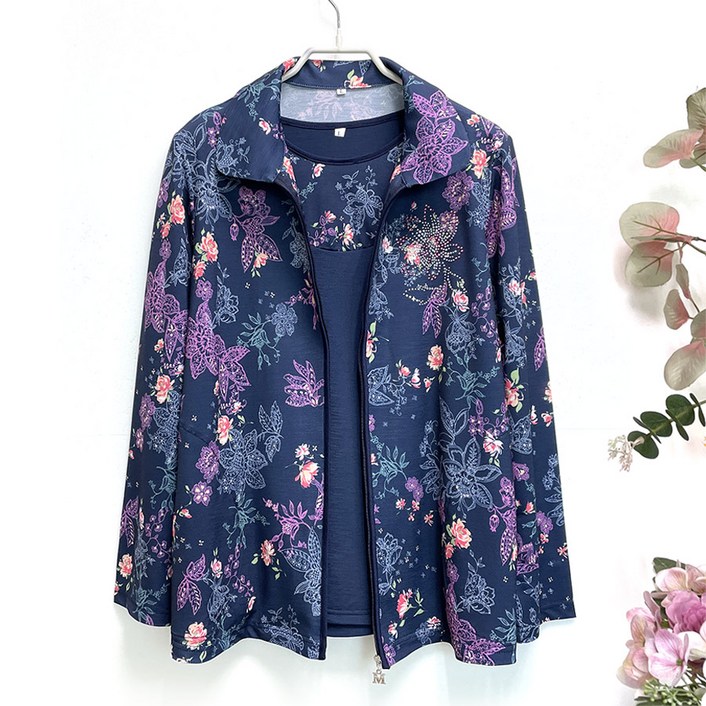 국민할매  국내생산 할머니옷 엄마옷 우아한 플루트 지퍼 투피스 세트 [LD-25] 요양원옷