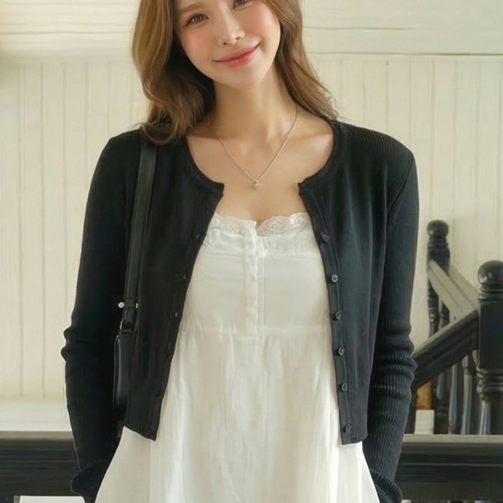 청담코코 이쁜컬러감 쫀쫀골지가디건 파스텔크롭가디건 베이직니트가디건