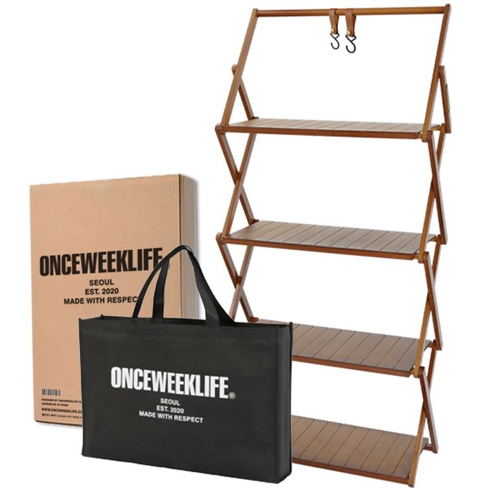 원스위크라이프 행어 접이식 우드 캠핑 선반  가방세트