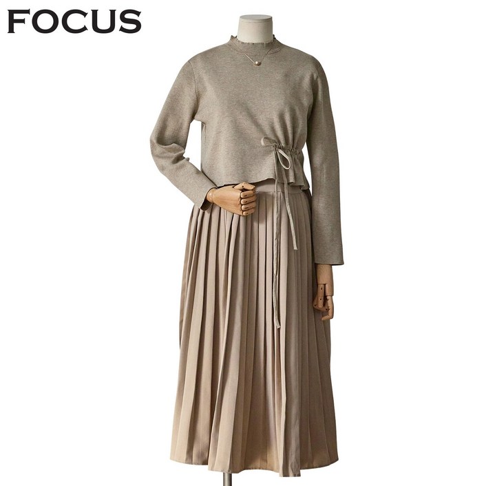 포커스 옆끈니트주름원피스 FBS4A7PST0058BP