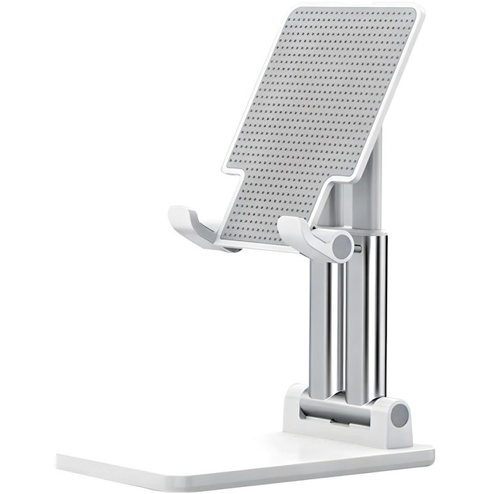 로랜텍 2배 거치 이중강화 다용도 탁상용 접이식 휴대용 각도조절 태블릿 핸드폰 거치대, 1개, 화이트