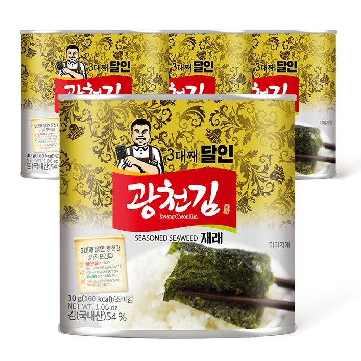 광천김 3대째 달인 재래 캔김, 30g, 4개 광천김 3대째 달인 재래 캔김, 30g, 4개