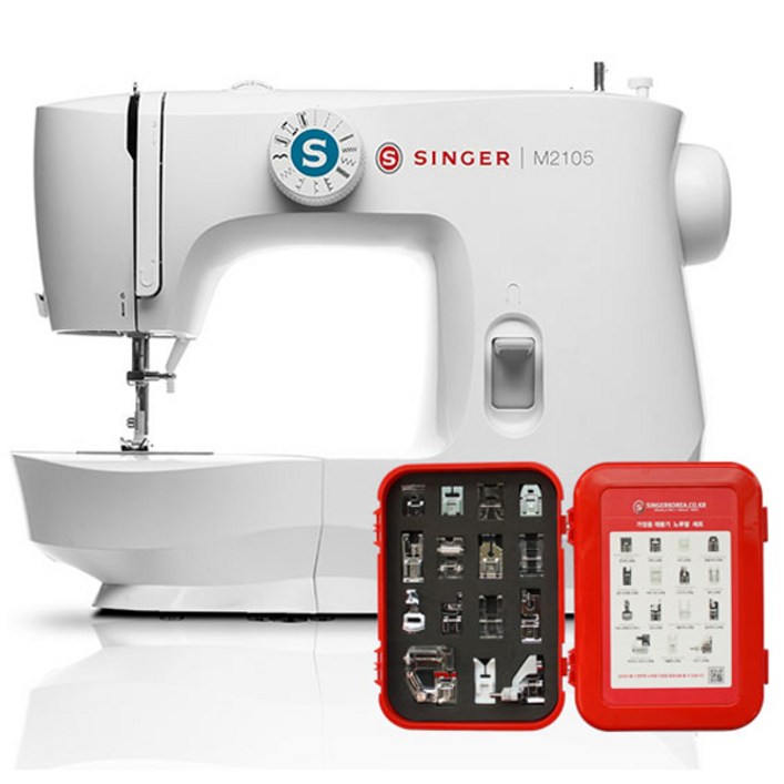 싱거 가정용 13종 패턴 LED 조명 수직가마 미싱  노루발 15종 세트