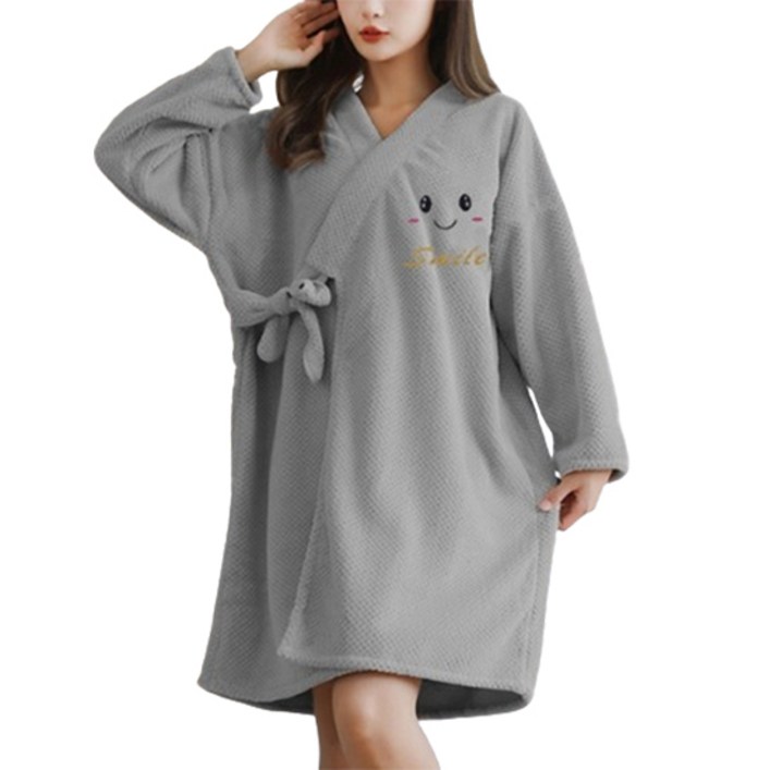 소니오 스트랩 스마일 잠옷 샤워 가운 ONE SIZE, 03 그레이 긴팔, 1개