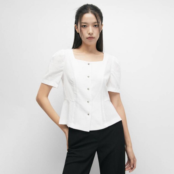 미쏘 스퀘어넥 페플럼 블라우스 BWE501B RE