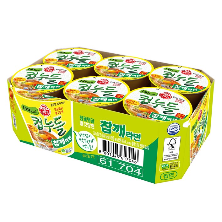 오뚜기 컵누들 참깨라면 컵 37.5g, 6개 오뚜기 컵누들 참깨라면 컵 37.5g, 6개