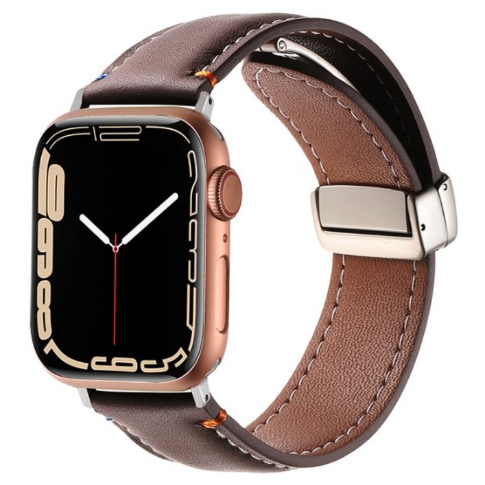 하마테 애플워치 호환 스티치포인트 마그네틱 버클 가죽 스트랩