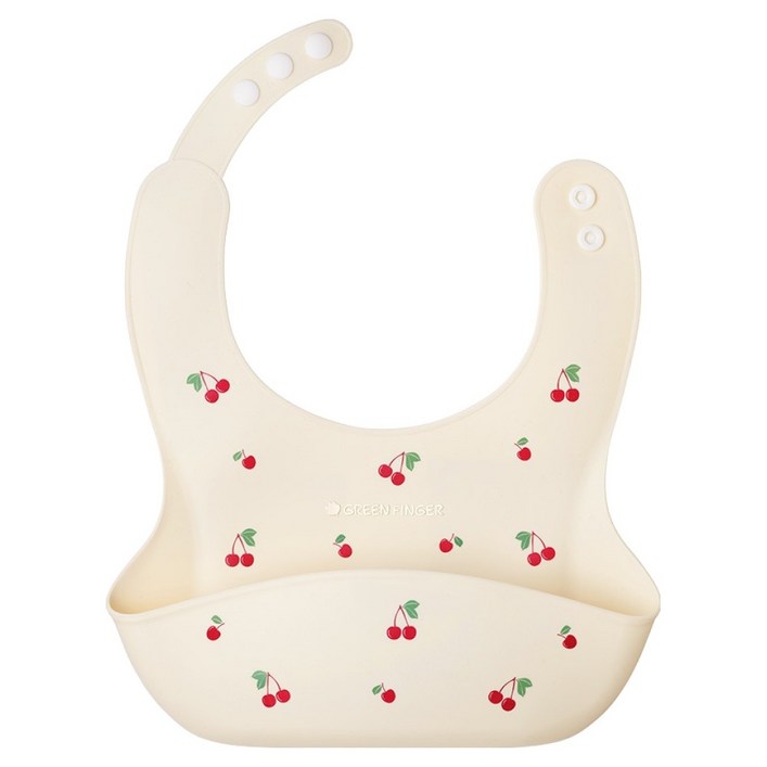 그린핑거 베베그로우 유아용 똑딱이 실리콘 턱받이, 체리, 1개입, 1개
