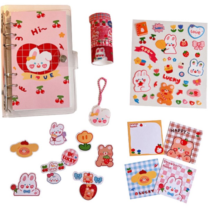 OON 하트 러블리 애니멀 다이어리 + 스티커 팬시 A세트