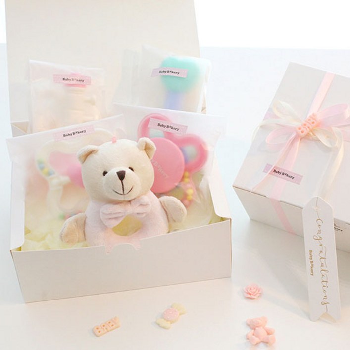 베이비베이커리 신생아용 곰돌이딸랑이와 친구들 출산선물세트