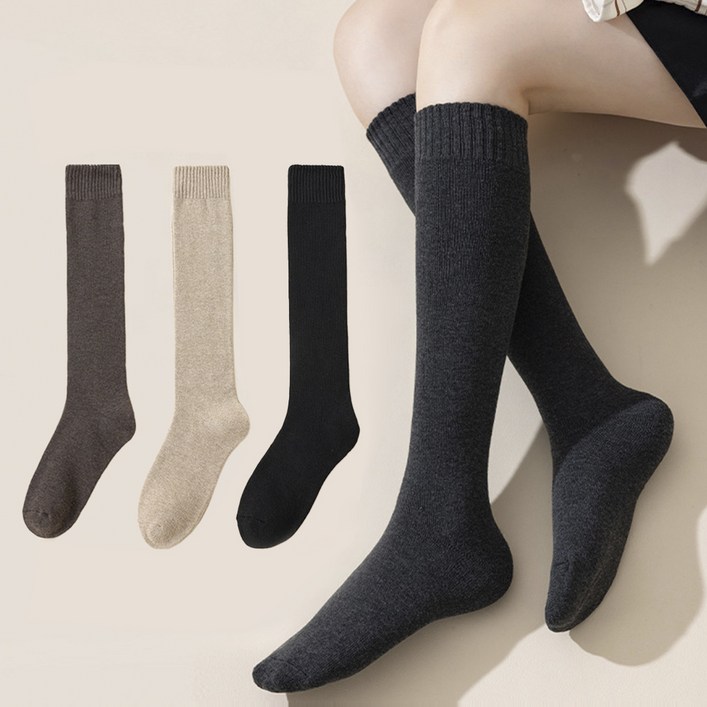 위더스 여성용 심플무드핏 니삭스 3켤레 세트 S13