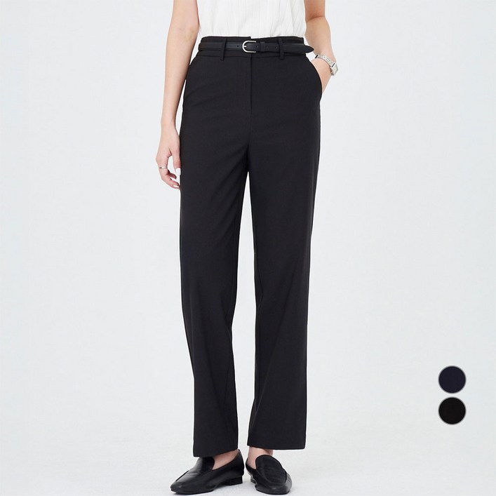 아피나르 여성용 슬림 스트레이트핏 풀스판 베이직 슬랙스