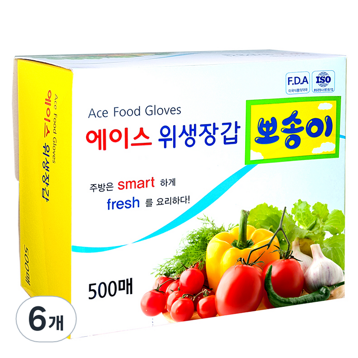 에이스 뽀송이 위생장갑, 500매, 6개