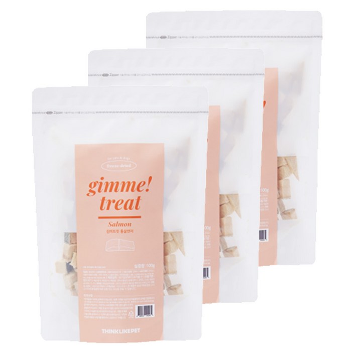 씽크라이크펫 반려동물 김미트릿 국내산 동결건조간식, 통살연어, 100g, 3개