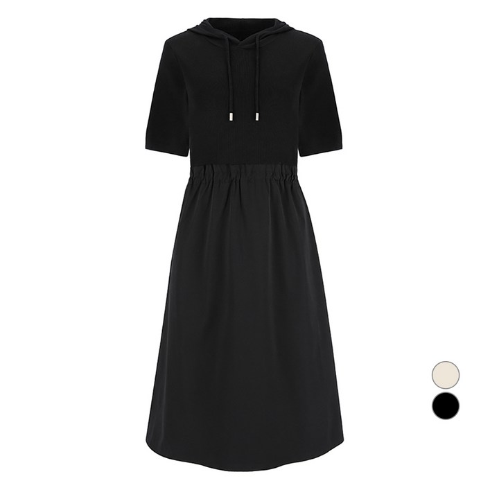 비키 여성용 반팔 니트 후드 롱 원피스 TIOCD2961