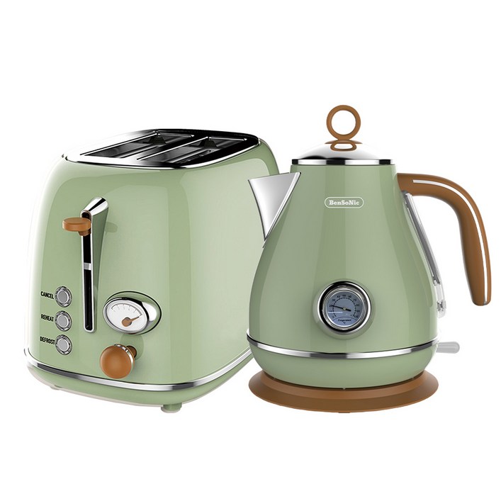 벤소닉 레트로 전기 포트  토스터기 세트 에메랄드, KE1219T에메랄드, BST01에메랄드