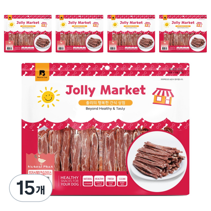 졸리마켓 강아지 스테이크 마블링 슬라이스 간, 오리맛, 300g, 15개