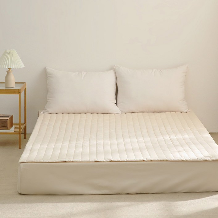 플로라침구 내추럴 40수 순면 밴딩 패드, 내추럴베이지