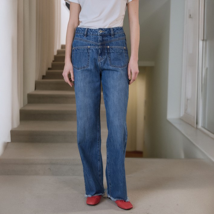 쥬시쥬디 여성용 테이퍼드핏 포켓 데님 팬츠 JZDP321A