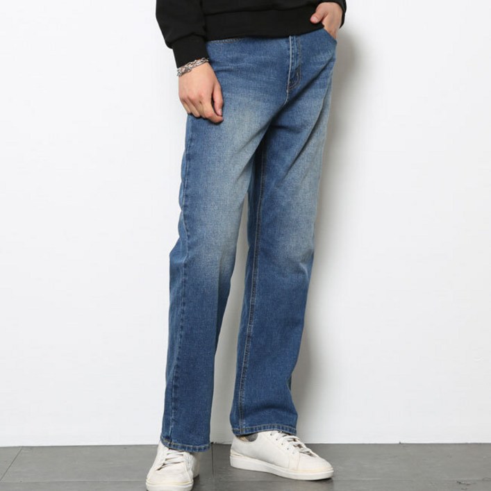 남성용 센시블 세미와이드 캣워싱 데님 청바지