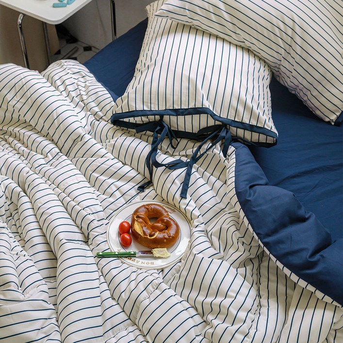 믹스앤매치 에센셜 스트라이프 차렵 이불패드 세트