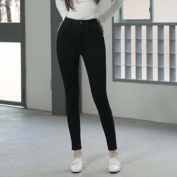 와르 여성용 슬릿 사이드 스키니 데님 팬츠