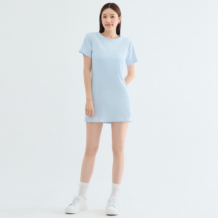 엘쏘 무지 기본 반팔 면 라운드넥 롱티 미니 원피스 빅사이즈 포함