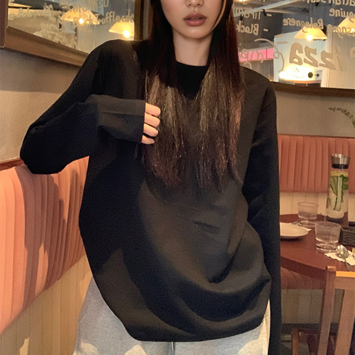 라라온 여성용 루즈핏 베이직 긴팔 무지 티셔츠 TSP2958