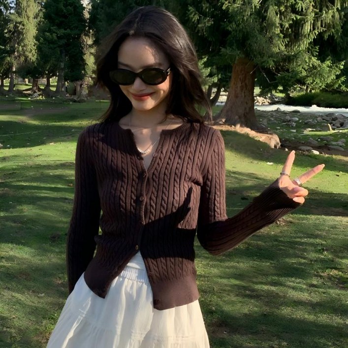 TIMEPURE 여성 봄가을 니트 가디건 긴팔 카디건