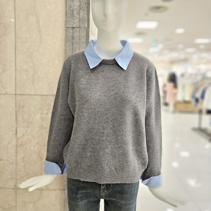 [밸리걸] 셔츠 배색 니트 (806810)