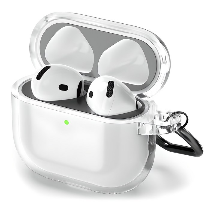 신지모루 변색방지 이어폰 TPU 투명케이스  철가루 방지 스티커  카라비너 세트