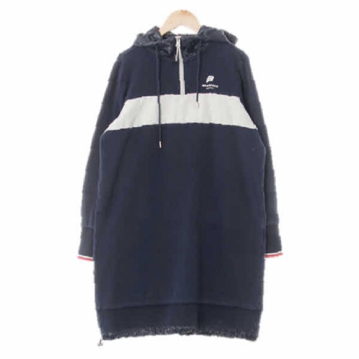 7857 빈폴스포츠 빈티지네이비라이트그레이 면혼방 블럭우븐스트링미니원피스 90